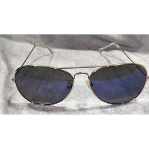 Blue Planet Hayes Gold Tone Aviator Sunglasses With Blue Mirror Lenses